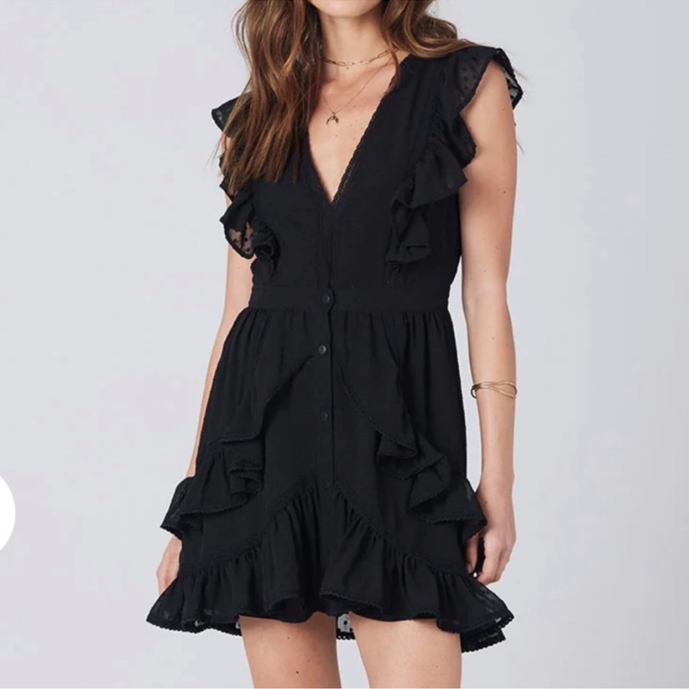 NWT Anthropologie Elegant Saltwater Deluxe Black Ruffle Dress.